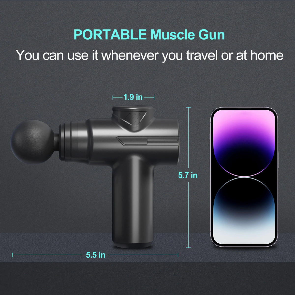 LEERCON Mini Massage Gun, 6-Speed Adjustment / 4 Massage Heads, Portable Handheld Electric Deep Tissue Massager for Muscle Fatigue Relief and Post-Workout Relaxation