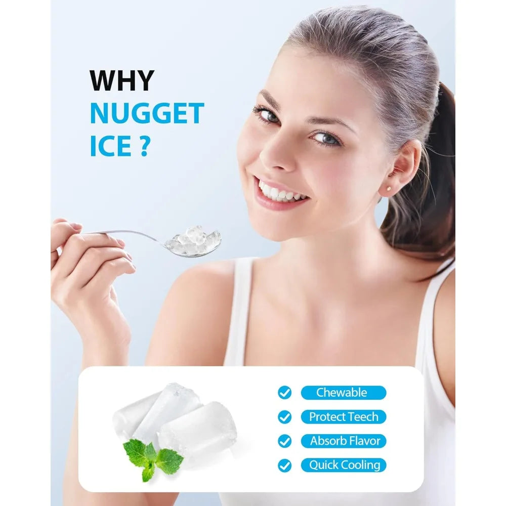 MOZHOU Nugget Ice Maker Countertop OneClick Operation Auto Cleaning Scoop