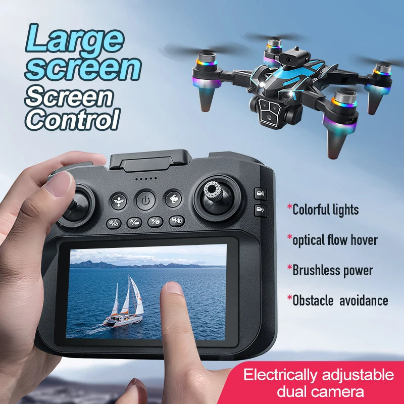 2026 Select - A Drone with a 4.3-Inch Screen for Real-Time Viewing, Brushless Anti-Wind Motor, Electrically Adjustable Three Cameras, 4K Recording and Photography, Essential for Outdoor Travel, Large-Screen Drone, Remote-Cont