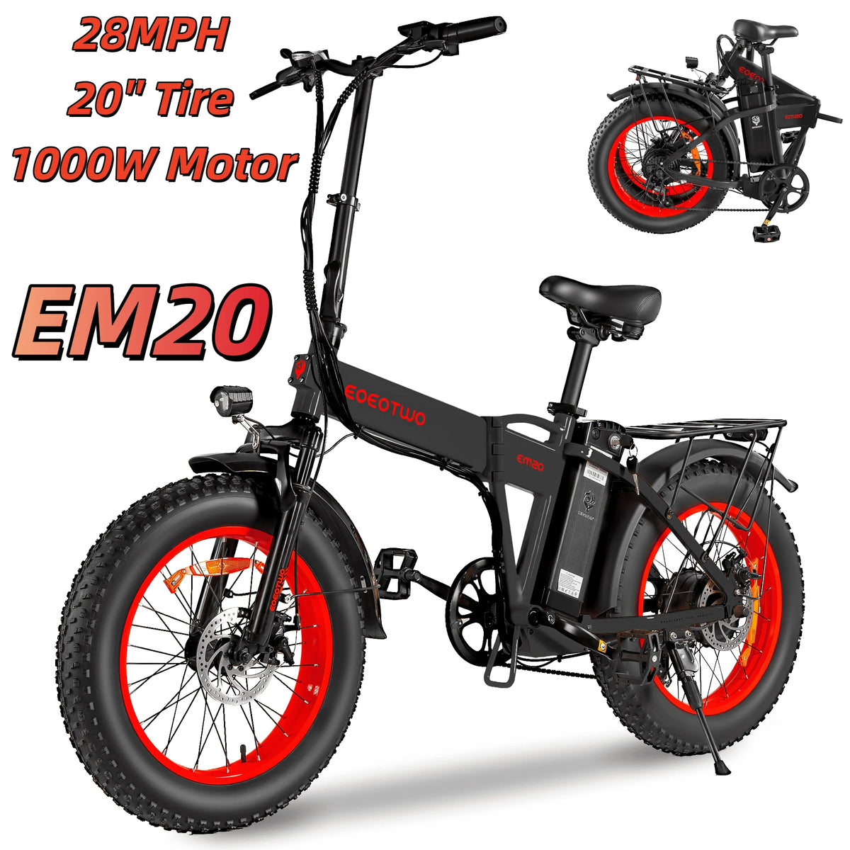 EOEOTWO 1500W Fat Tire Ebike 34MPH 48V 15Ah Mountain Bike