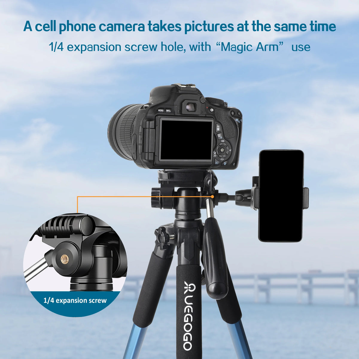74" Professional Camera Tripod – Heavy-Duty Support for DSLR, Mobile & Projector |  Vlogging Tripod with Carry Bag