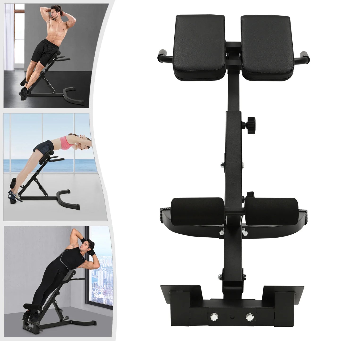 150kg/330lbs 5 Position Home Fitness Workout Roman Chair Hyperextension Back Extension Bench Adjustable