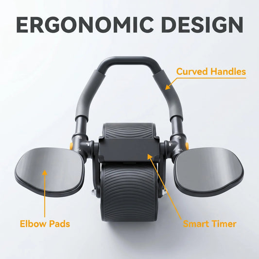 Ab Roller 3-In-1 With Knee Pad And Phone Holder Core Fitness
