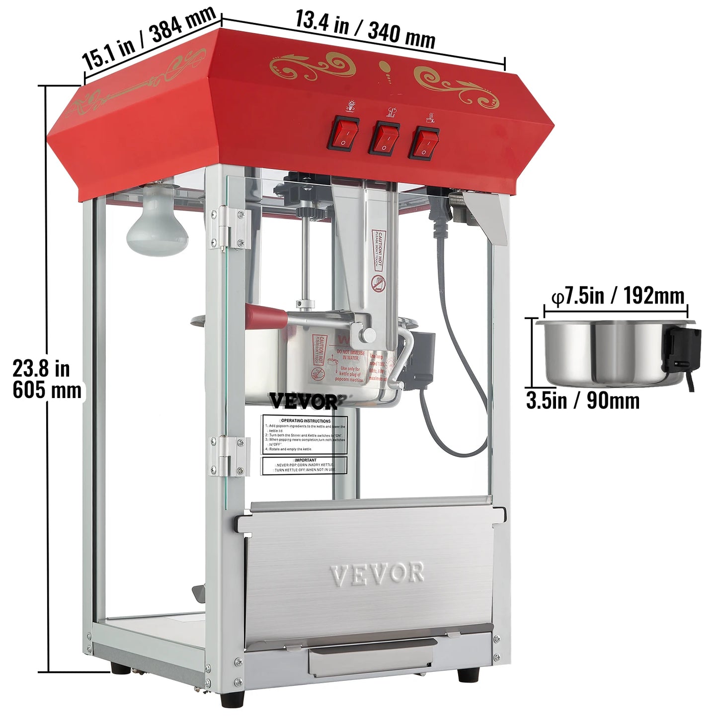SucceBuy Electric Popcorn Maker Commercial Countertop Popper