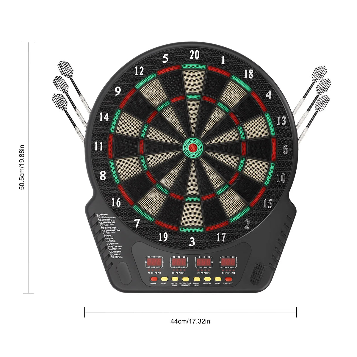 Electronic Soft Tip Dartboard Set, 27 Games, 243 Variants, Includes 6 Darts, Digital Dartboard with Colorful LED