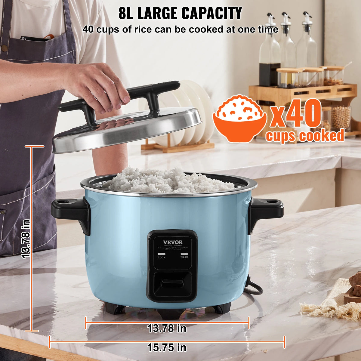VEVOR Commercial Rice Cooker With Nonstick Inner Pot Keep Warm