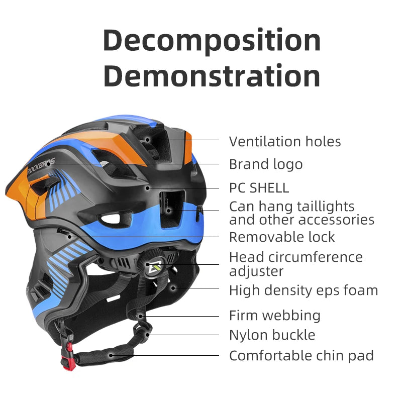 ROCKBROS Child Cycling Helmet Detachable Full Face Safety Shield