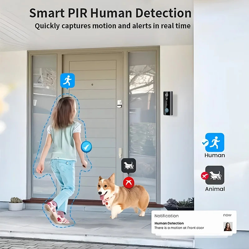 Tuya Smart WiFi Video Doorbell Camera with Indoor Ding Dong Chime 1080P HD PIR Human Detection IR Night Vision Two Way Audio Support 128GB SD Card Free Cloud Storage Home Security Door Bell Camera