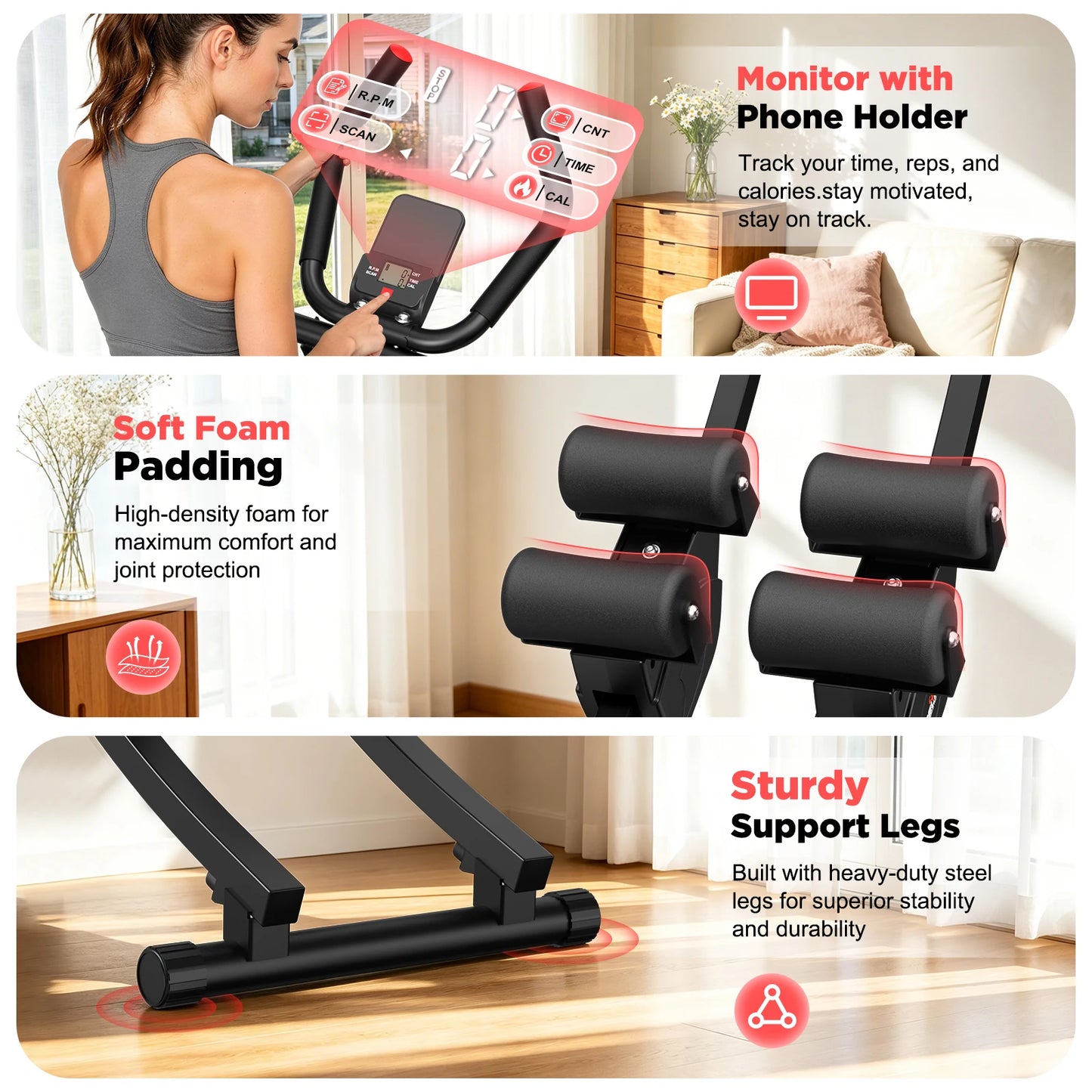 Dual Track Ab Machine Core Trainer For Home Fitness With LCD Display