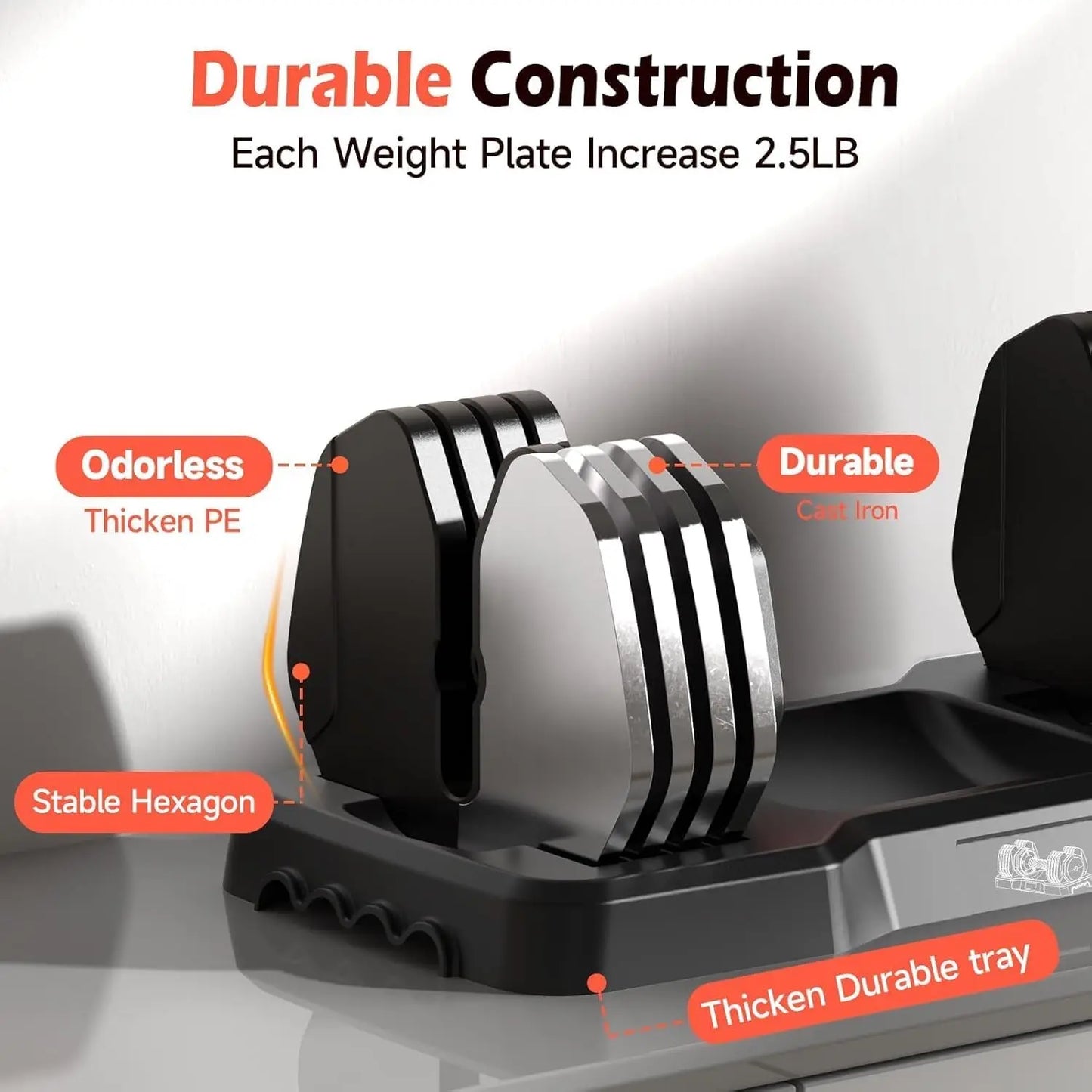 FED Fitness Adjustable Dumbbells Set 5Lb To 25Lb Pair