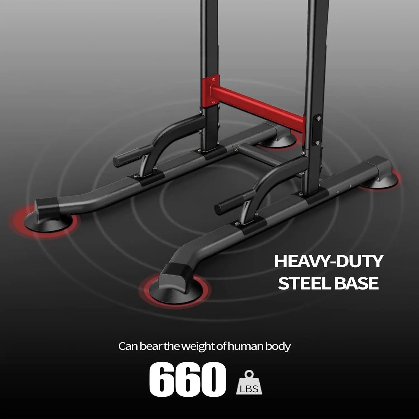 Adjustable Height Power Tower for Home Gym: Pull-Up, Dip Station, Multi-Function Strength Training Fitness Equipment