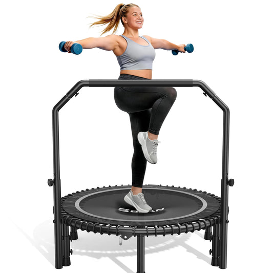 Mini Rebounder Trampoline With Adjustable Handle Full Body Workout