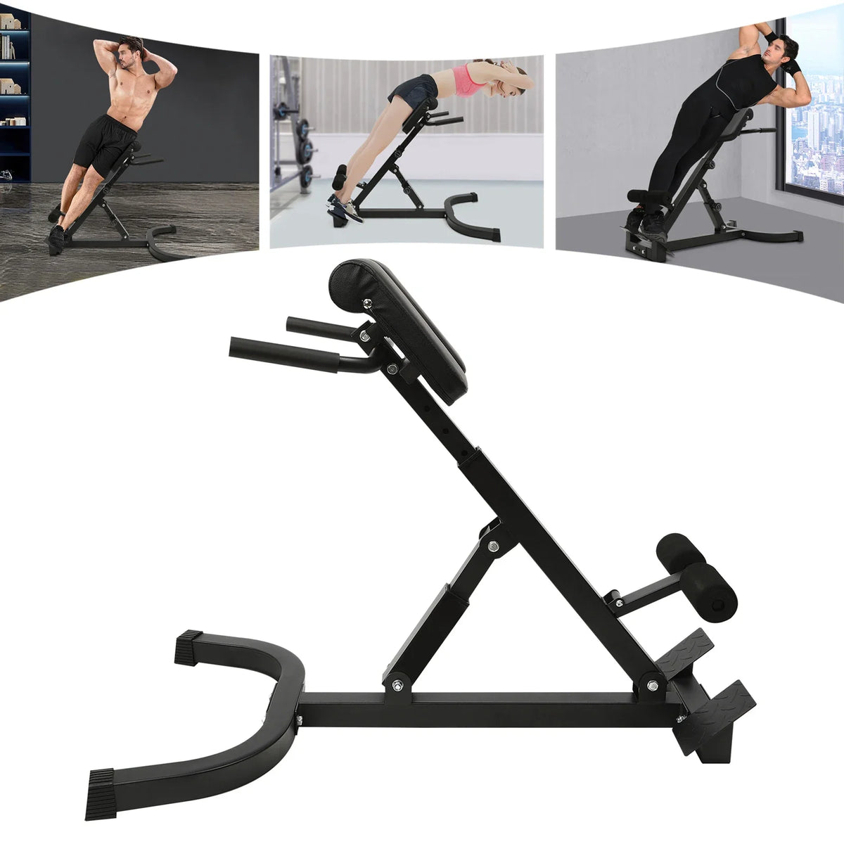 150kg/330lbs 5 Position Home Fitness Workout Roman Chair Hyperextension Back Extension Bench Adjustable
