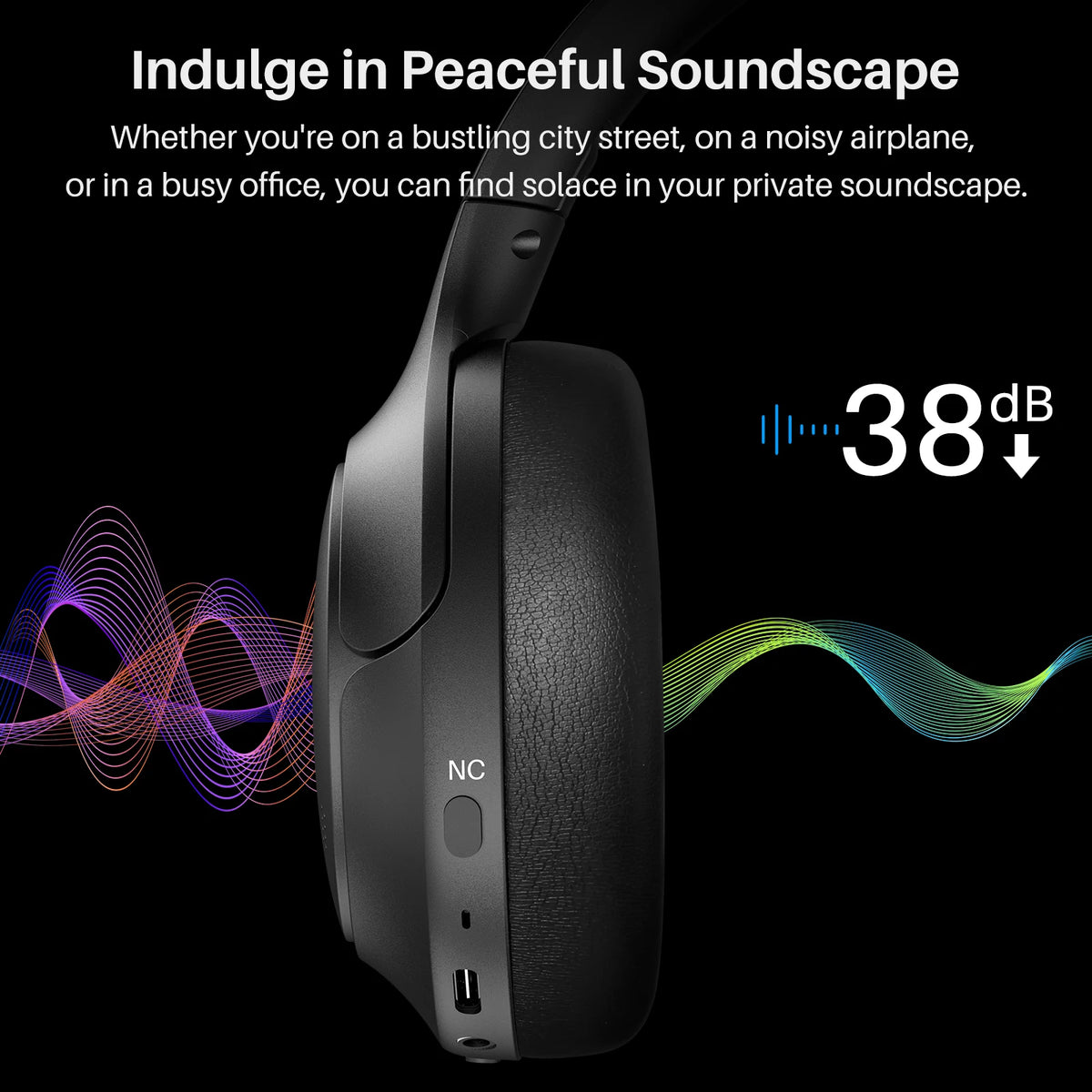 TOZO Hi Res Over Ear Headphones With Hybrid ANC Wireless