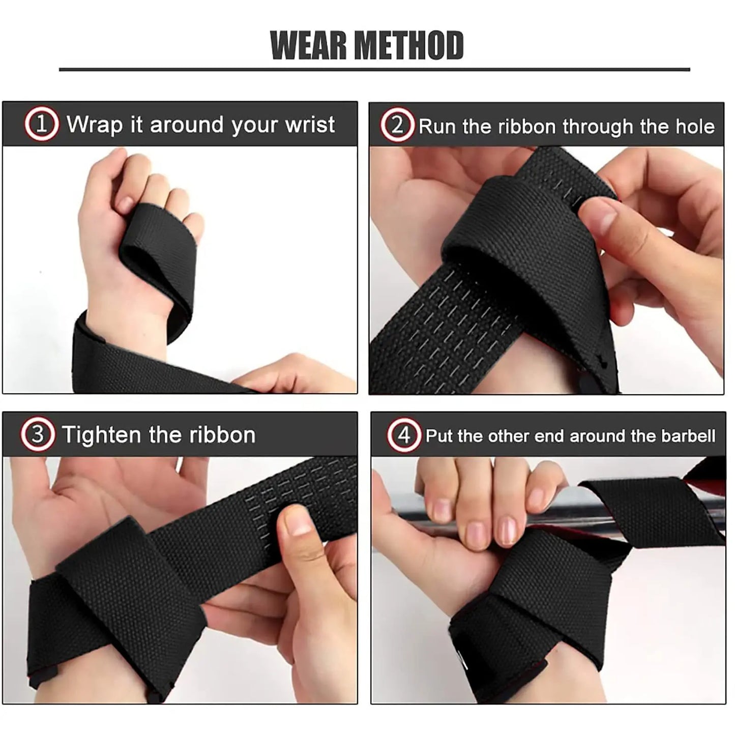 GOUNOD Weightlifting Wrist Straps Adjustable Non Slip Gym Grip Band