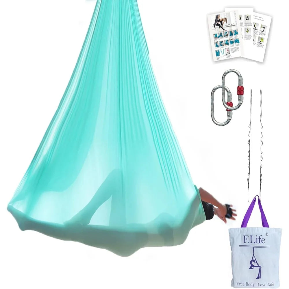 F.Life Aerial Yoga Hammock 6.5 yards Premium Aerial Sling Silk Fabric Yoga Swing for Antigravity Inversion Include Daisy Chain