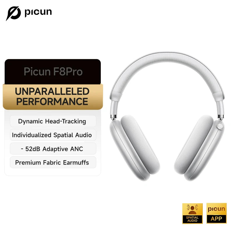 Picun F8 Pro ANC Wireless Headphones With 3D Spatial Audio Bluetooth 5.3