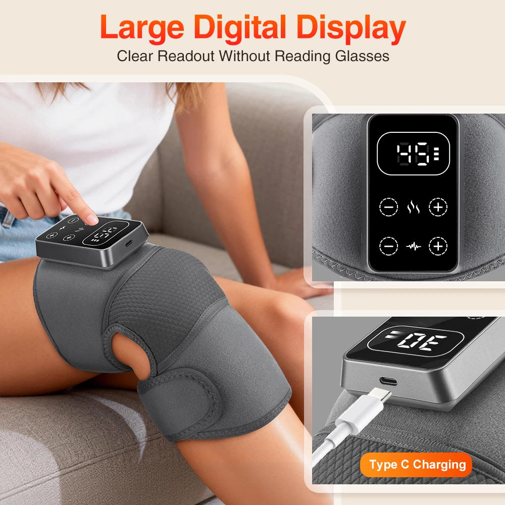 Electric Heated Vibration Knee Massage Pad Massager Shoulder Elbow Hot Compress Thermal Protect Joint Brace Muscle Relaxation