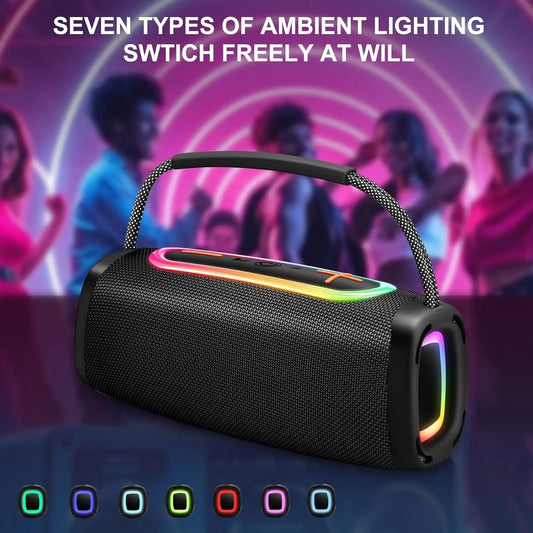 Nerunsa Portable Bluetooth Speaker With RGB Lights Waterproof Outdoor