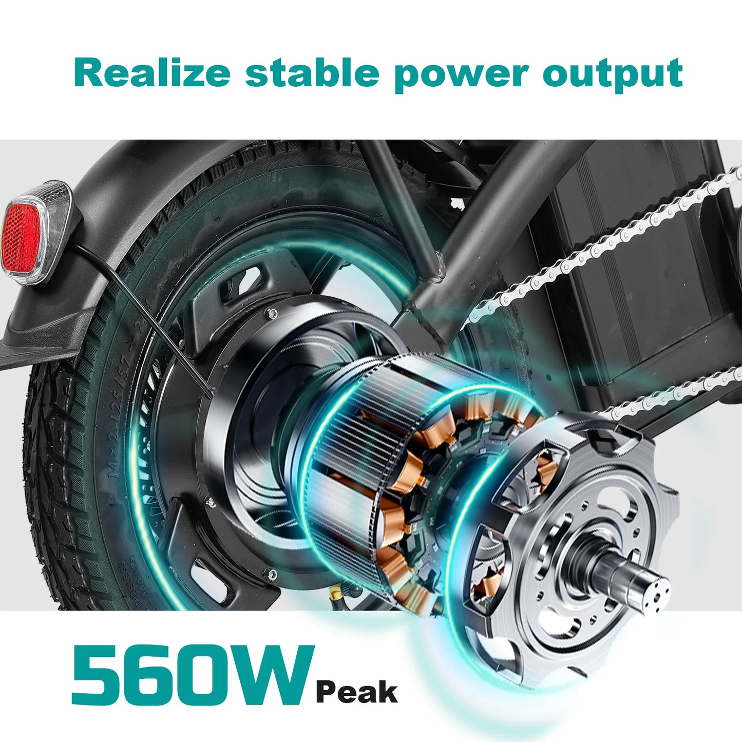 Terrosor Folding Electric Bike 20 MPH 560W 48V Battery Warranty