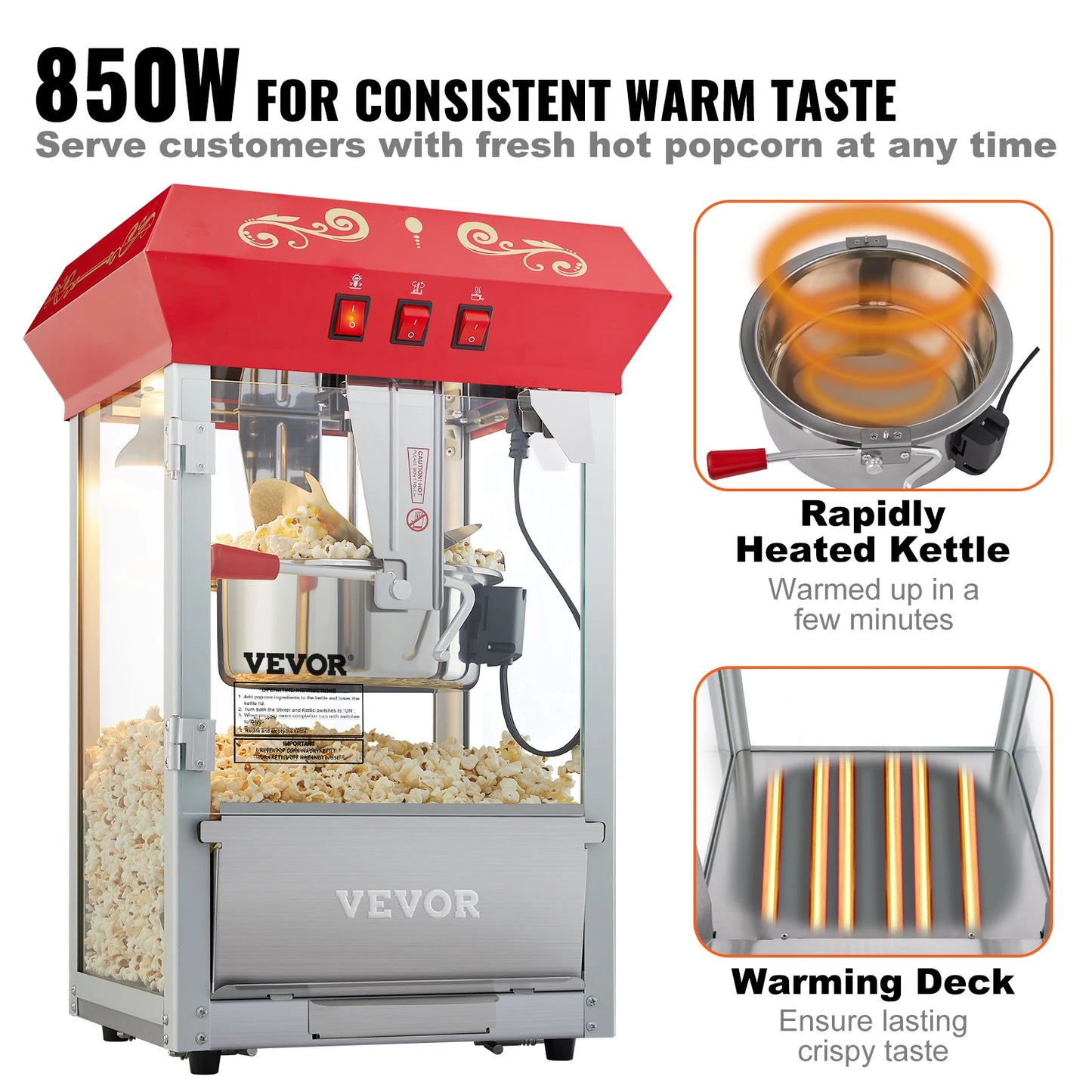 SucceBuy Electric Popcorn Maker Commercial Countertop Popper