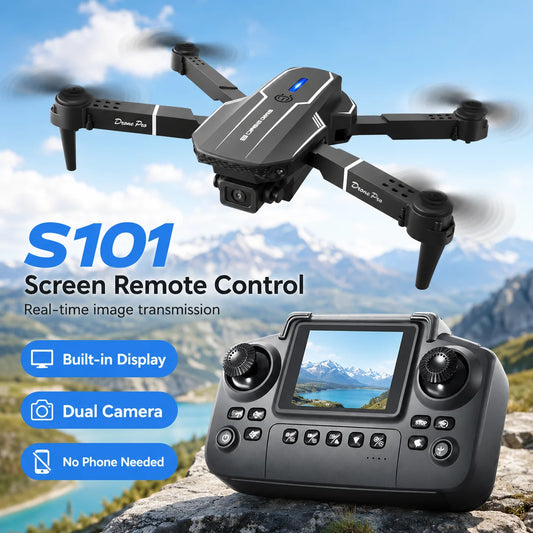 ZNLYRION 2.4Ghz RC Drone with HD Dual Camera Altitude Hold Path Planning Flight 3-Speed Adjustable Foldable Drone Toy