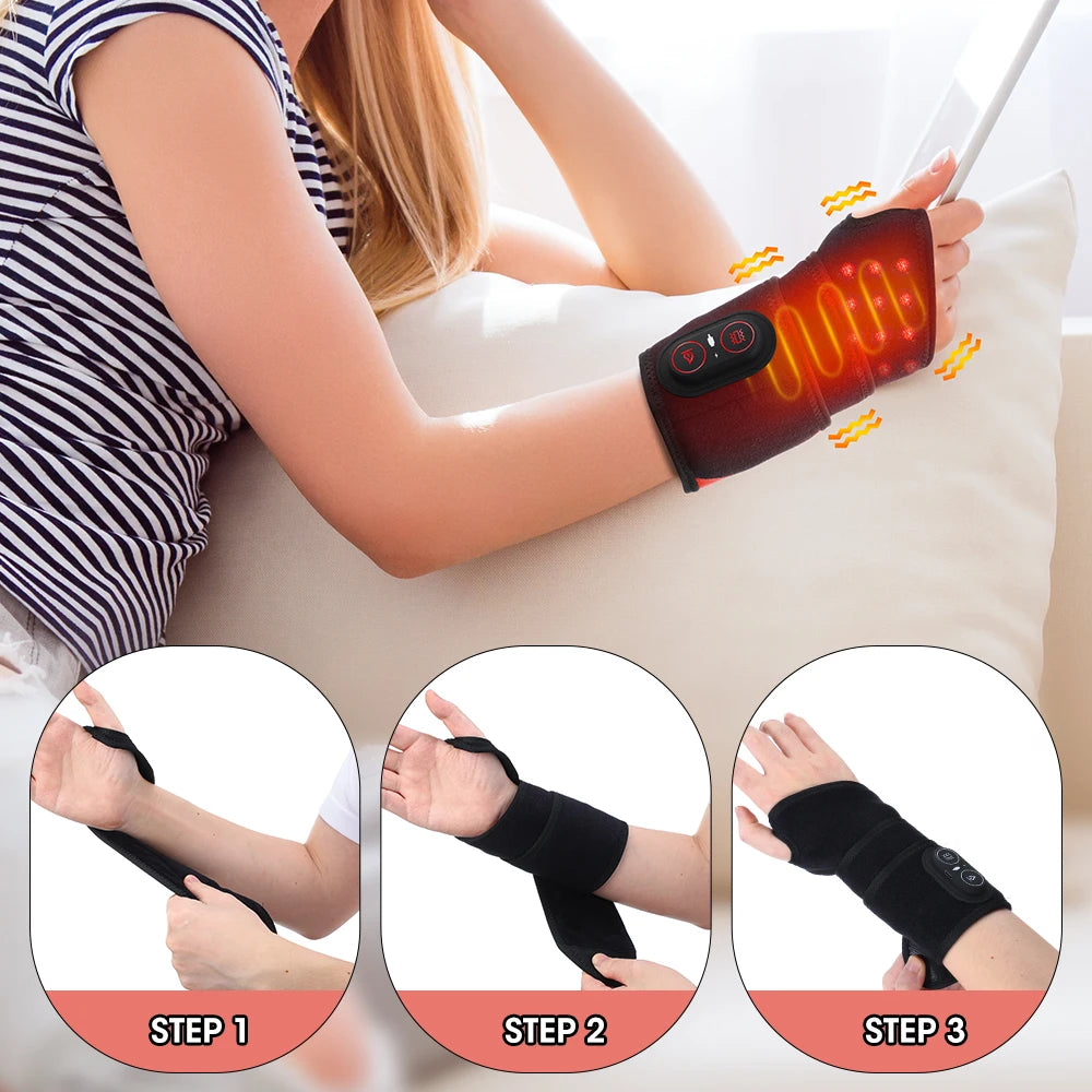 36pcs LED Beads 660&850nm Red Light Vibration Heating Wrap Versatile Heating Pad Wrap for Knee, Elbow, Wrist, Ankle, Body
