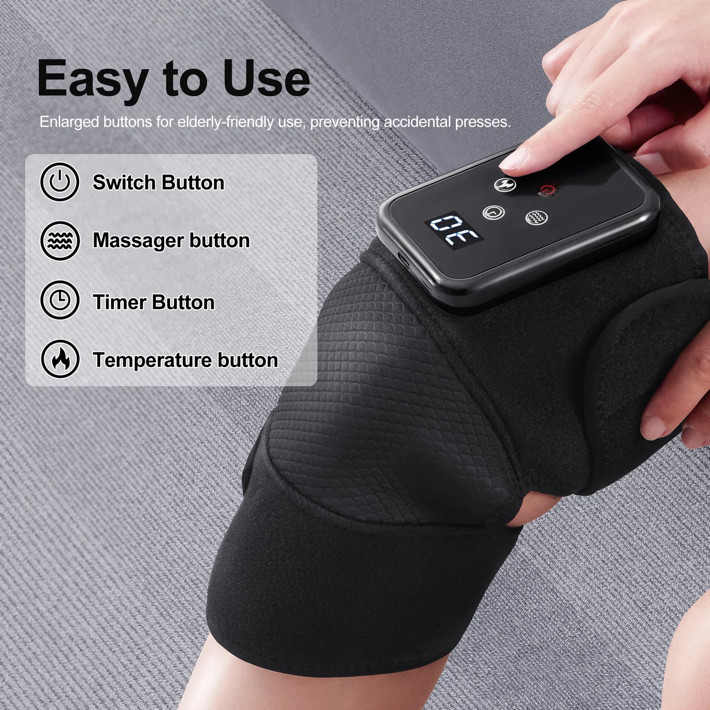 1Pc/2Pcs Heated Knee Massager, 3-in-1 Heated Knee, Elbow, and Shoulder Wrap, Vibrating Knee Heating Pad, 3 Adjustable Vibration and Heating Modes, Heating Pad for Knee, Elbow, Shoulder, and Leg Relaxation (Dual-Use Device)