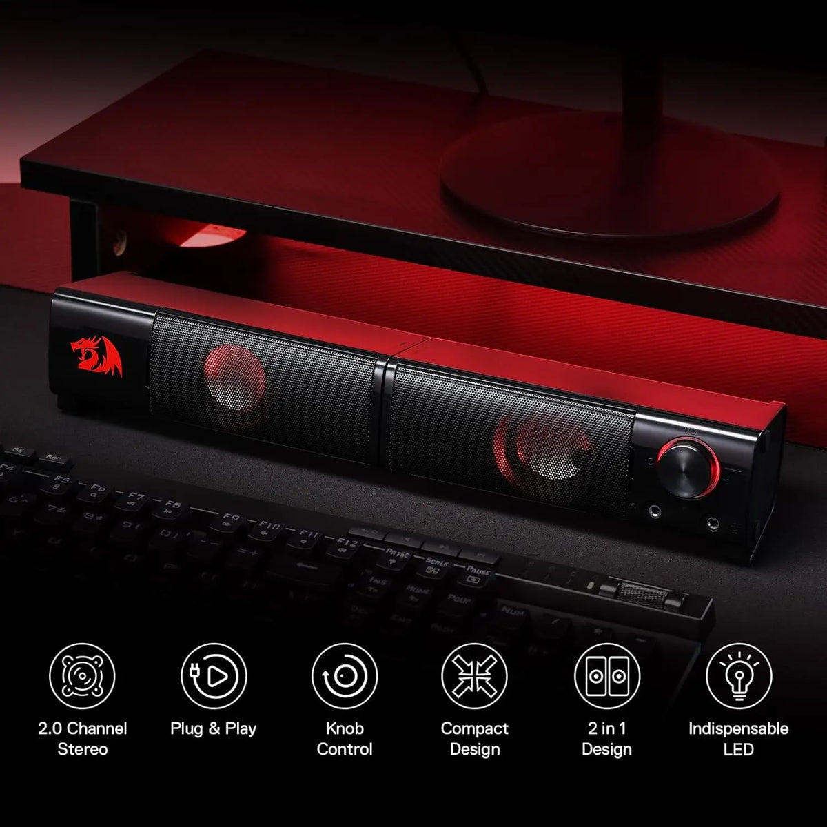 Redragon GS550 2.0 Channel PC Gaming Speakers With Quality Bass