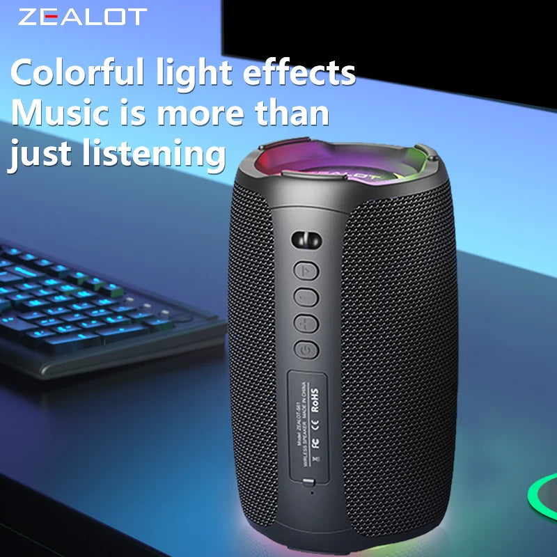 ZEALOT S61 Bluetooth Speaker IPX6 Waterproof Outdoor Bass 10W