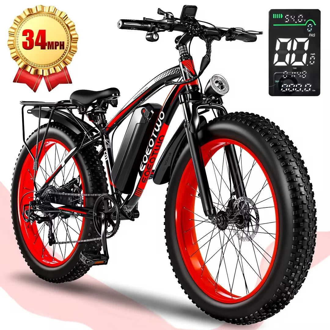 EOEOTWO 1500W Fat Tire Ebike 34MPH 48V 15Ah Mountain Bike