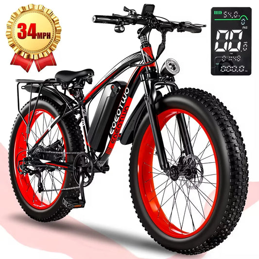 EOEOTWO 1500W Fat Tire Ebike 34MPH 48V 15Ah Mountain Bike