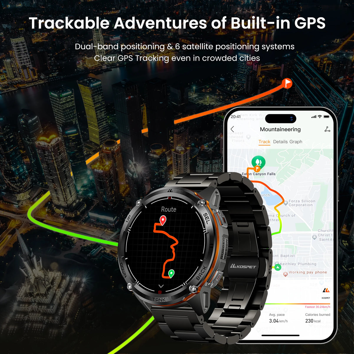 KOSPET TANK T3 Ultra 2 GPS Smart Watches Men Compass Altimeter Barometric 5ATM IP69K Waterproof AMOLED Bluetooth Call Mens Watch