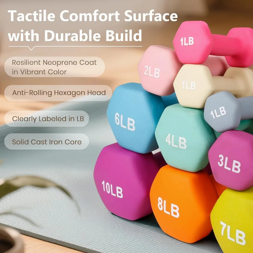 Anti Slip Hexagon Neoprene Dumbbells Set For Home Gym Training