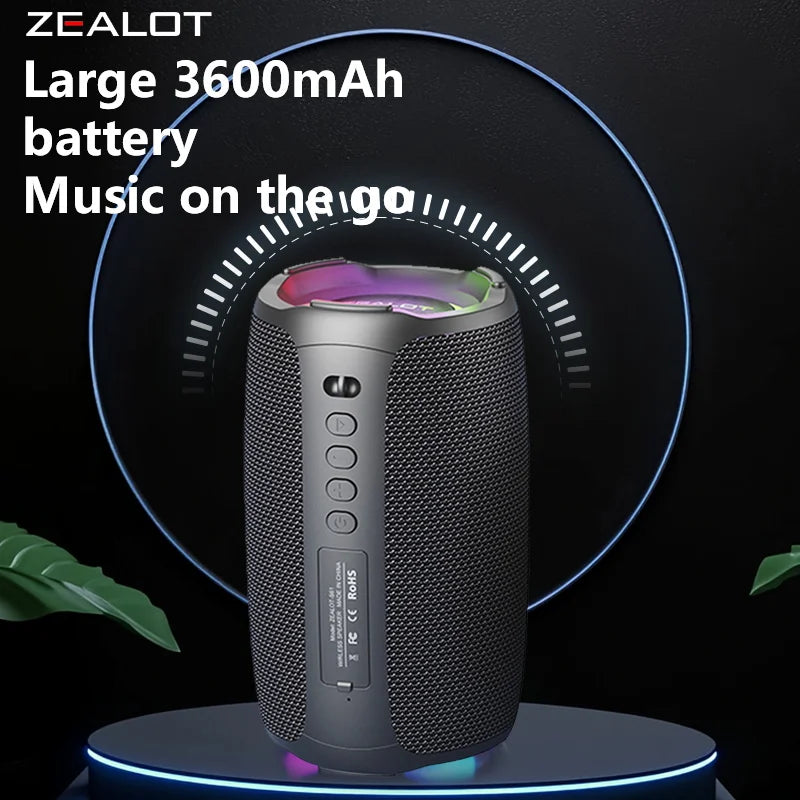 ZEALOT S61 Bluetooth Speaker IPX6 Waterproof Outdoor Bass 10W