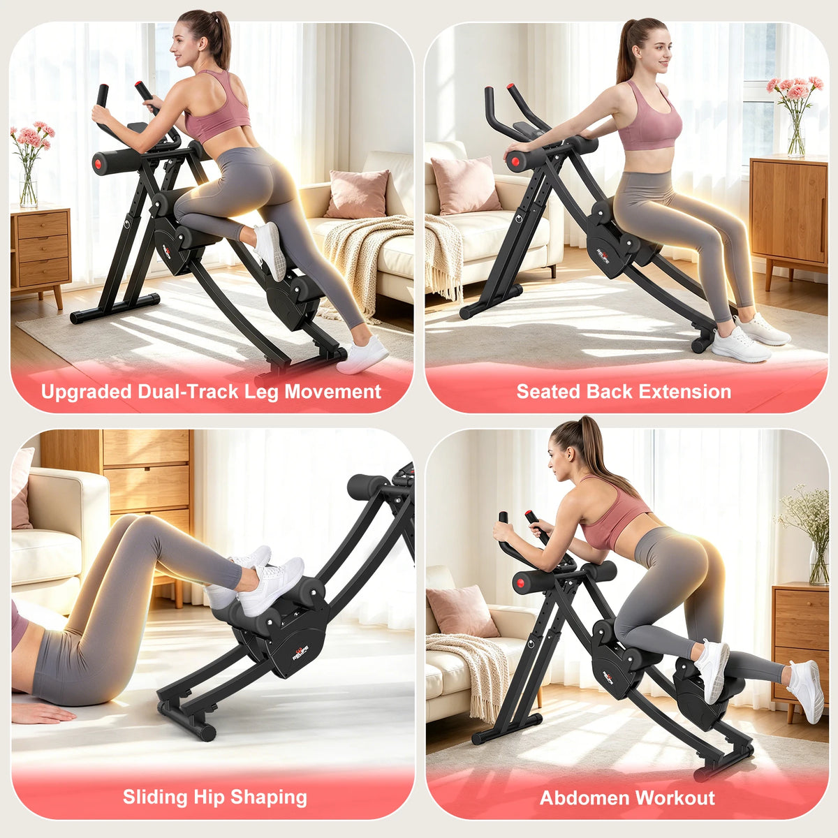Dual Track Ab Machine Core Trainer For Home Fitness With LCD Display