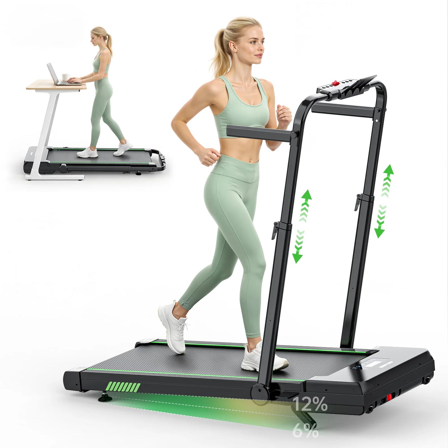AKLUER Walking Pad With Auto Incline And Bluetooth Speaker