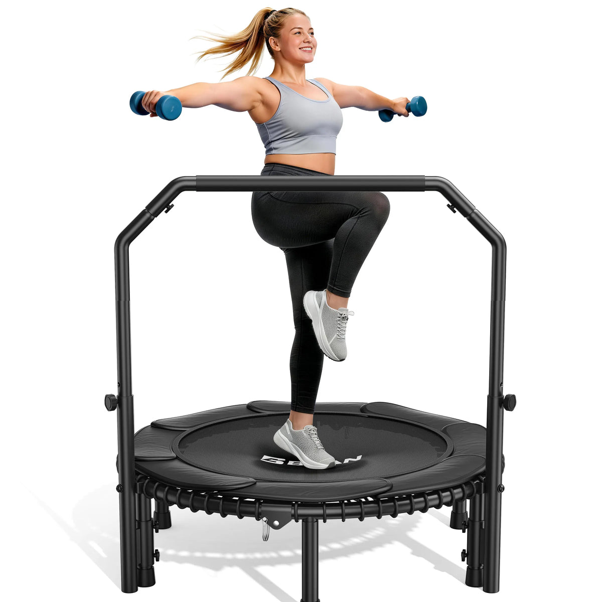 Mini Rebounder Trampoline With Adjustable Handle Full Body Workout